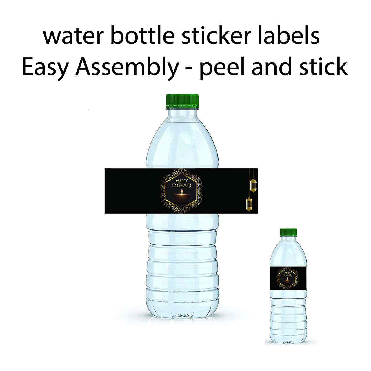 Diwali water bottle labels are professionally printed on a sticker paper with a glossy coating Diwali Water Bottle Sticker Labels INCLUDES 20 DIY water bottle labels Water bottle stickers each SIZE 85 wide x 2 tall perfect for any beverage bottle or container less than 85 in diameter Diwali Water Bottle Labels will make coordinated beverages and Add Diwali Water Bottle Labels to standard water bottles mini water bottles soda bottles and single serving juice containers Note This listing is for water bottle labels only No other items or staging items included