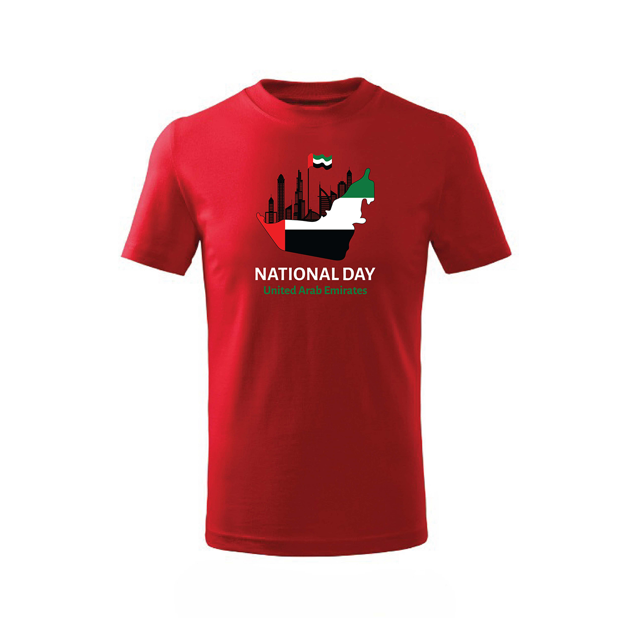UAE NATIONAL RED COLOR TSHIRT FOR ADULT UNISEX