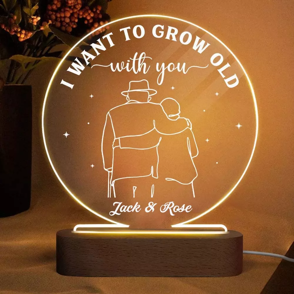Grow Old With You Couple Acrylic Led Lamp