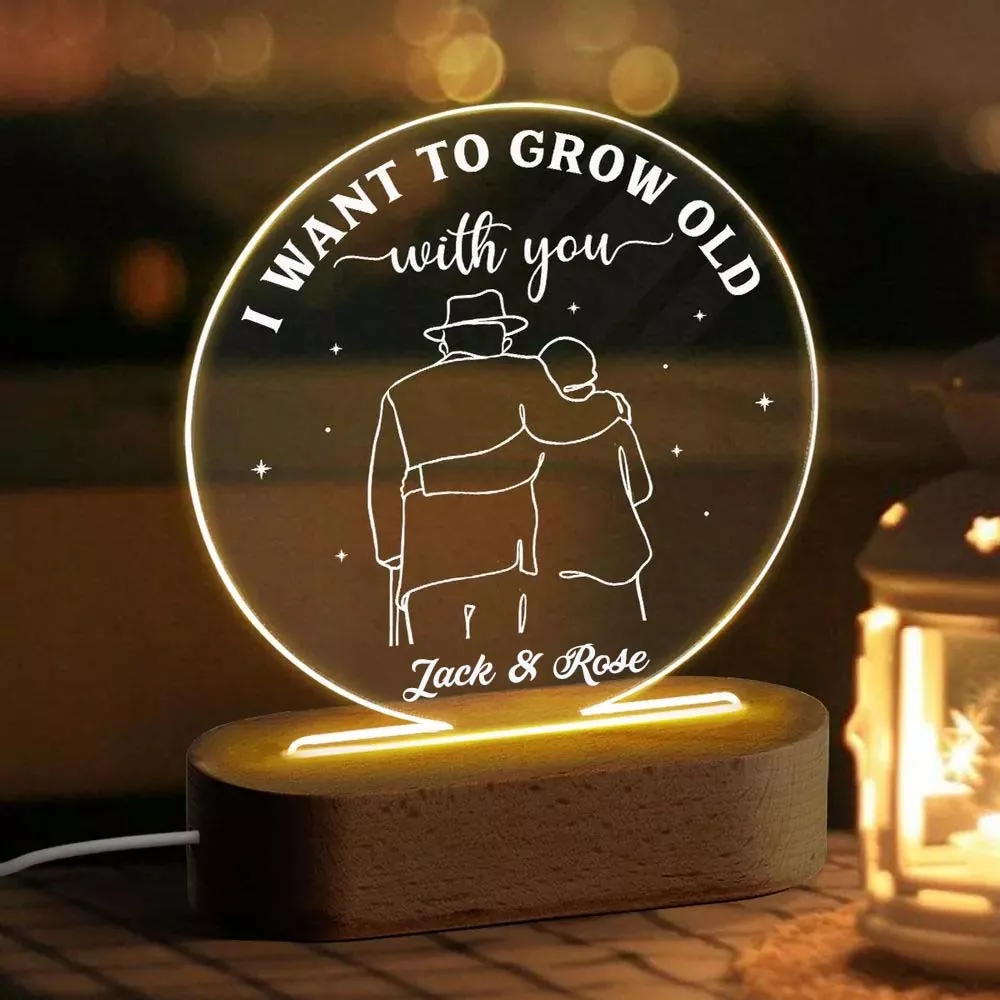 Grow Old With You Couple Acrylic Led Lamp