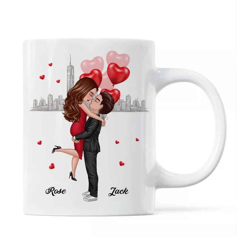 Hugging Couple Together Personalized Date Mug