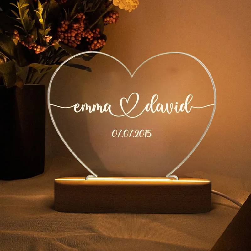 Couple Names & Date Acrylic Led Lamp