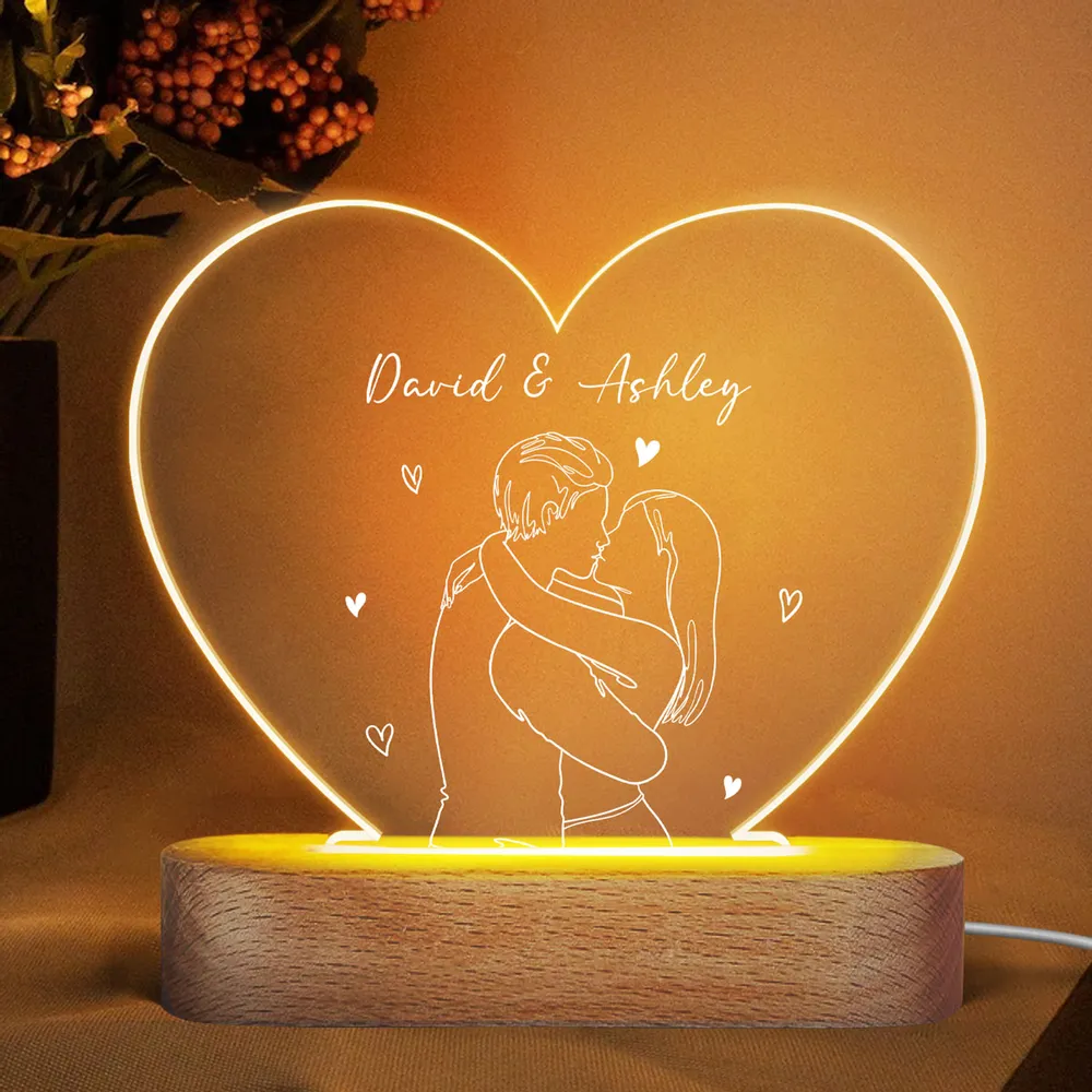 Couple Kissing Outline Acrylic Led Lamp
