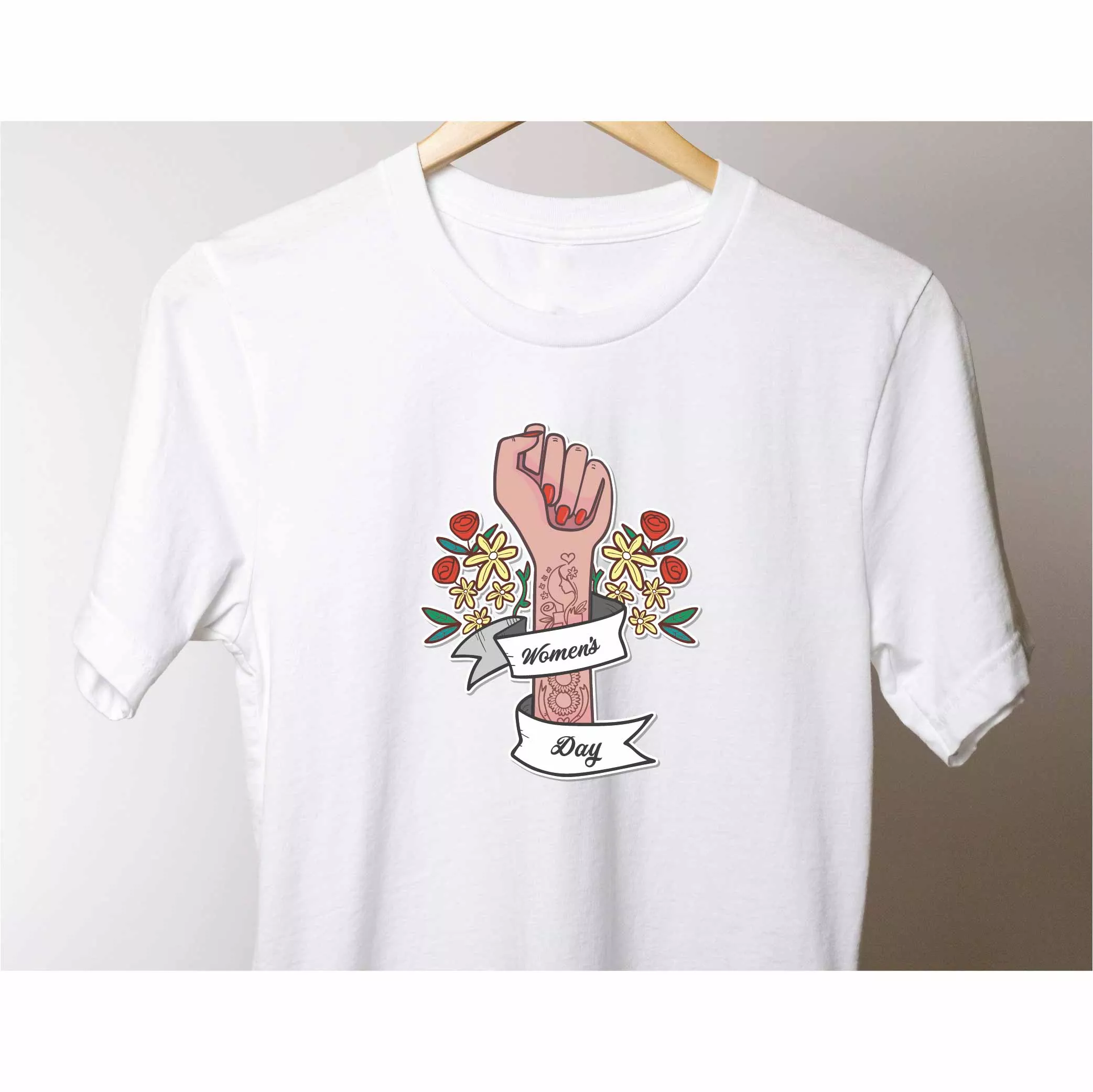 Women Arm Tattoo Printed T-Shirt