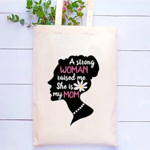 Mother’s day gift Cotton Bag Funny Designs Print – Reusable Canvas Tote Bag – Eco Friendly – Lightweight – Grocery Shopping Bag – Gifts for Mother – Office, Travel