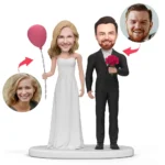 Bride groom balloon flowers wedding caketopper