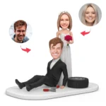 Bride groom sitting tire custom wedding caketopper