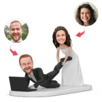 Laptop bride groom custom wedding caketopper