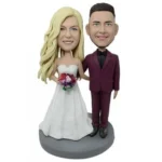 Red suit groom custom wedding caketopper