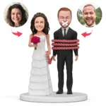 Shushing bride groom custom wedding caketopper