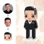 Black suit groom custom wedding figurine
