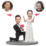Proposing couple flowers custom wedding caketopper