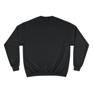 5caa4f54-c0db-4d57-a449-c7fc6cf68517 | Printshop4me Front view of a black crewneck sweatshirt with long sleeves and ribbed cuffs and hem.