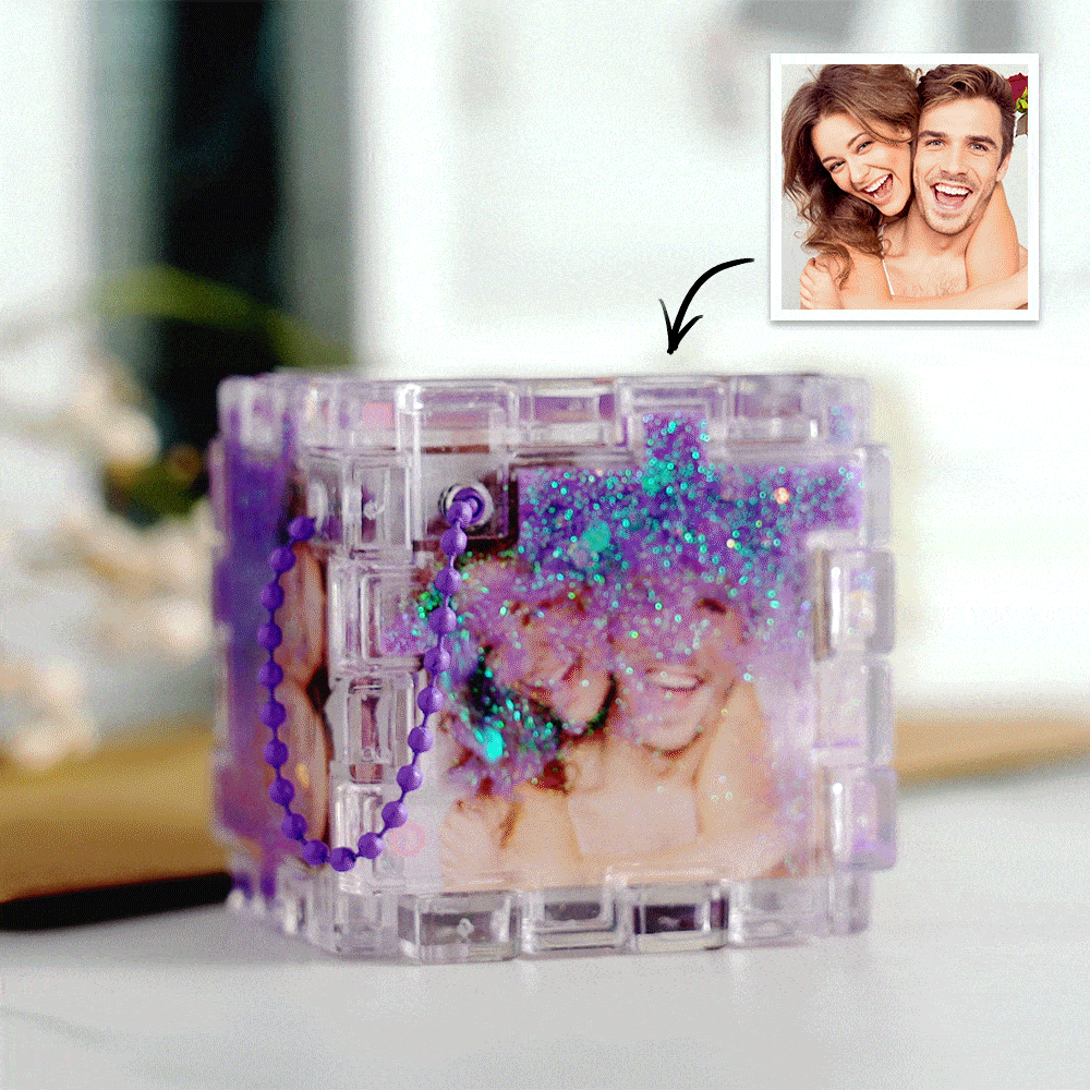 Personalized Magic Cube Custom Photo Quicksand Keychain